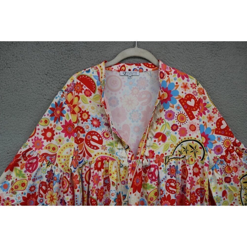 CZ Cezele Silky 3/4‎ Bell Sleeve Hippie Dress-Tassels-Size Medium-BOHO - Picture 4 of 12